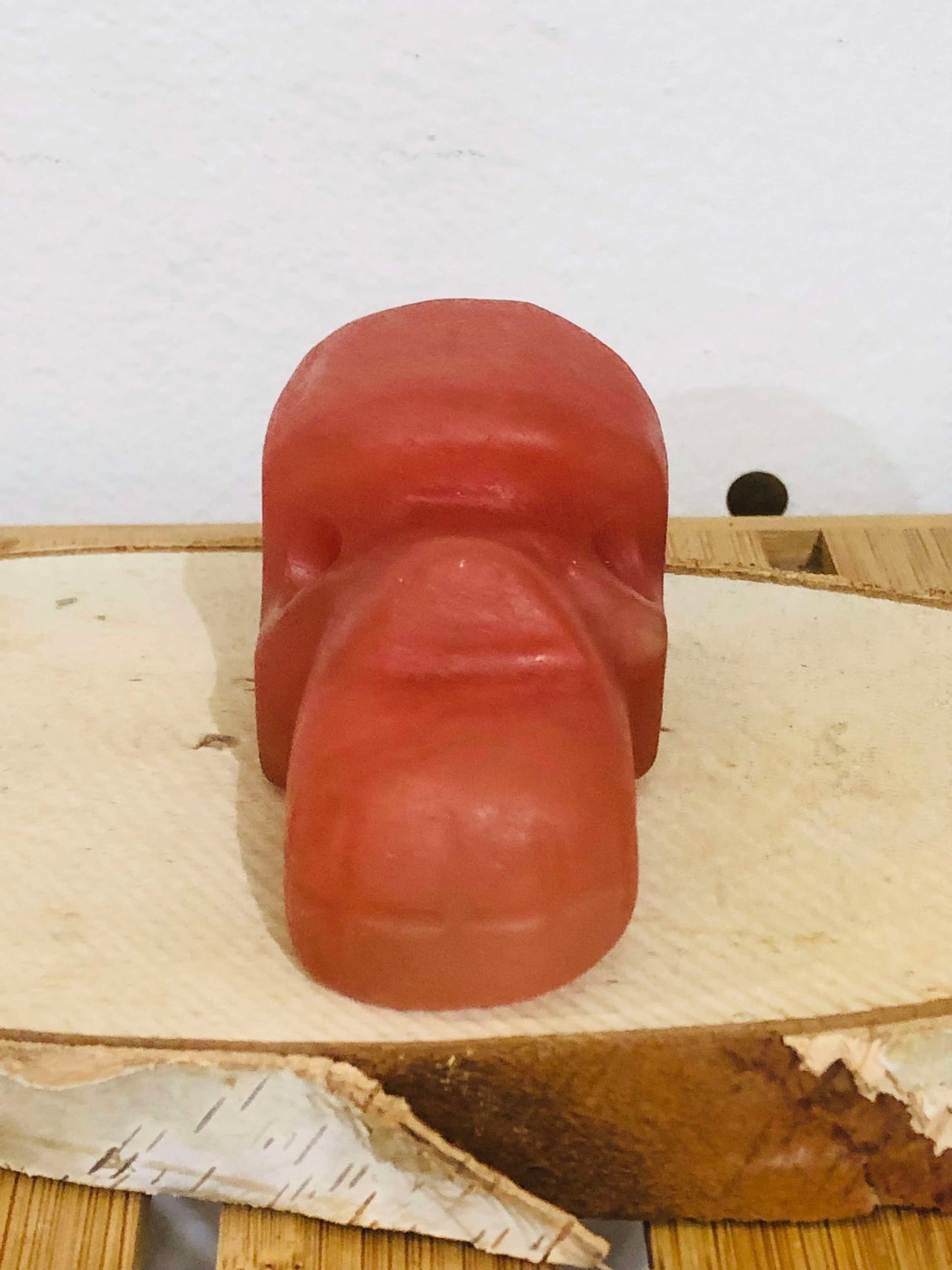 Crâne de cristal Hongshan en jade orange