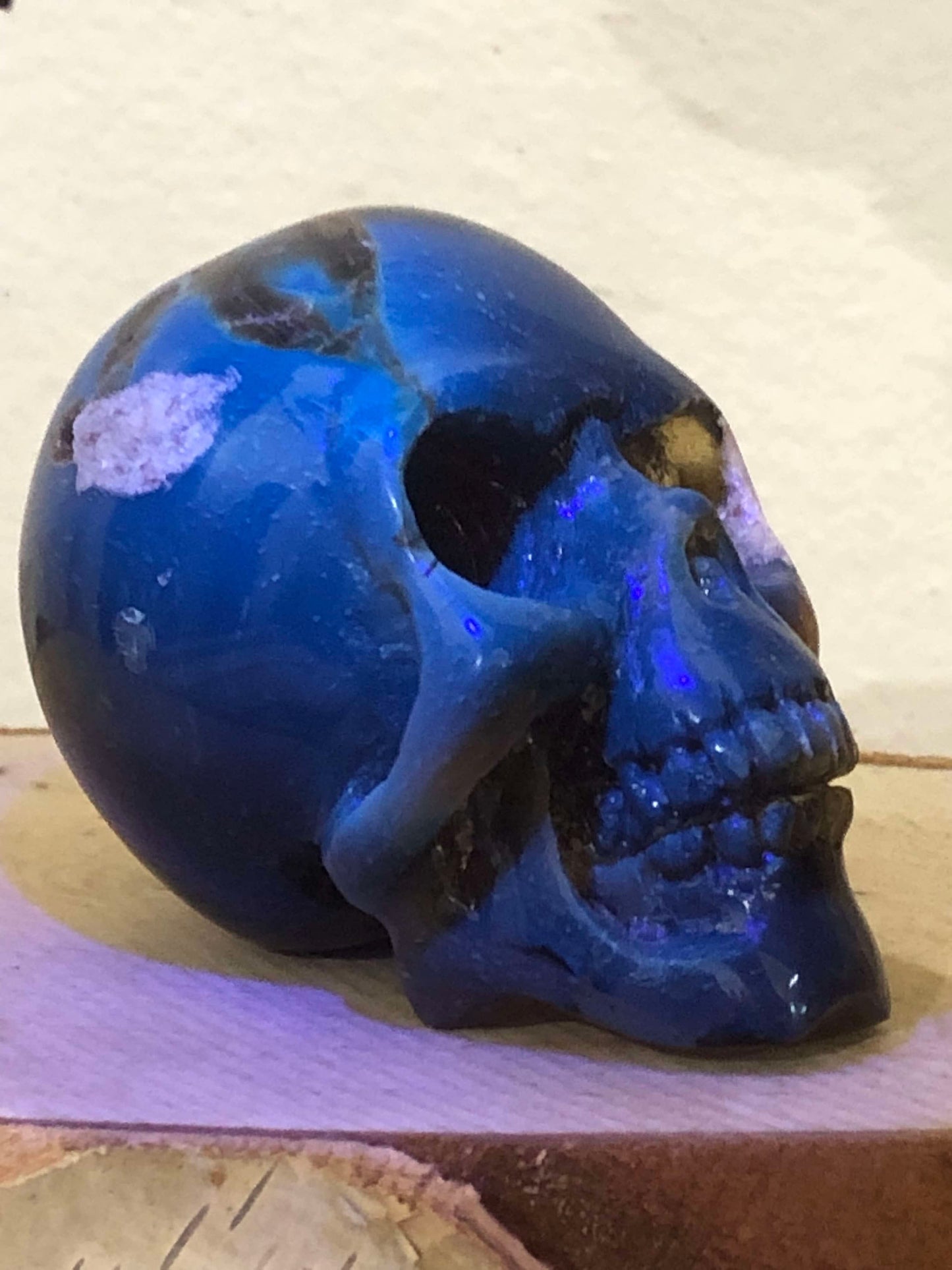 Crâne en ambre bleue de Sumatra