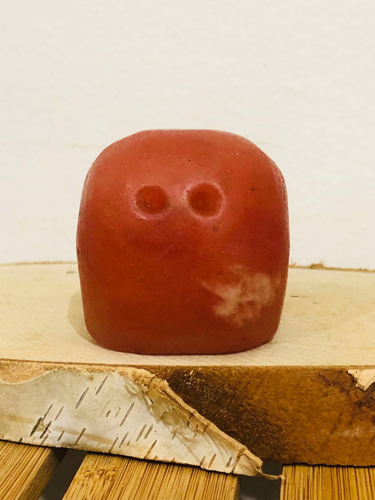 Crâne de cristal Hongshan en jade orange