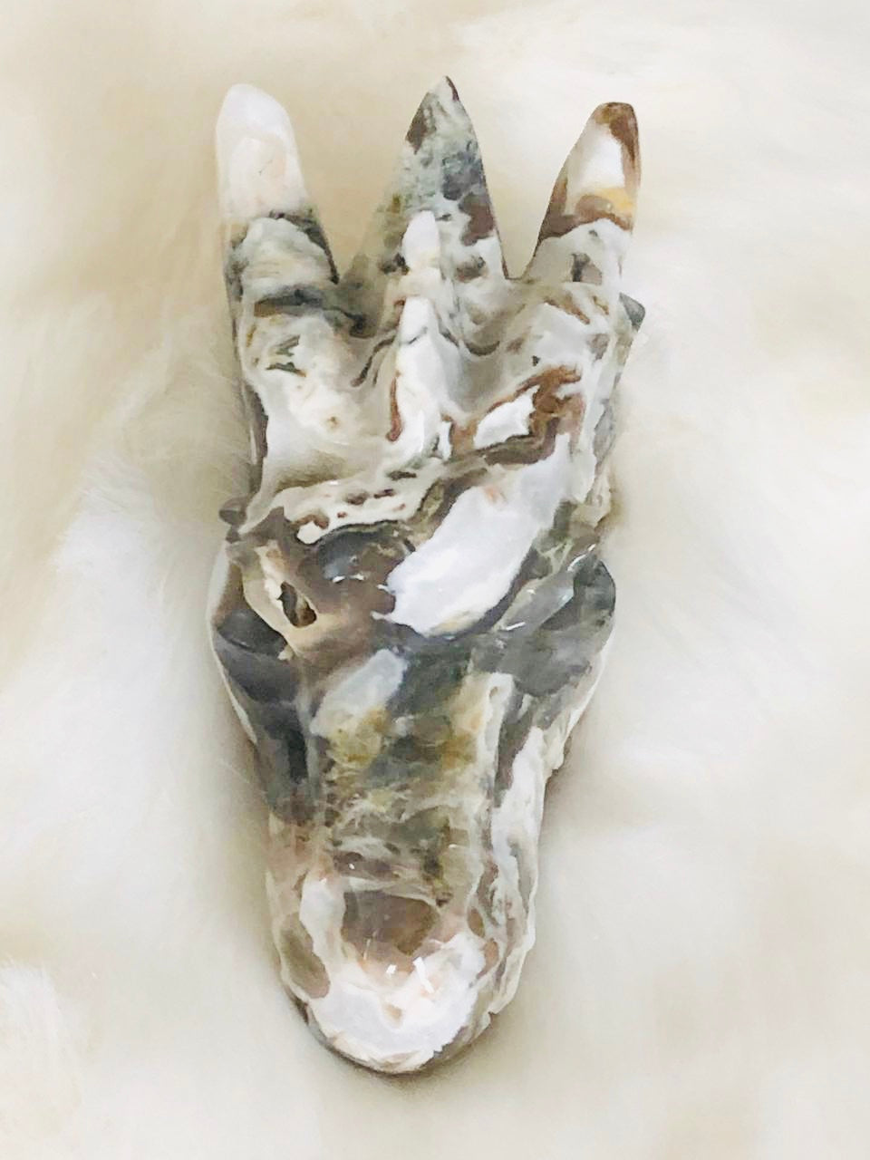 Crâne de cristal de dragon en agate arbre