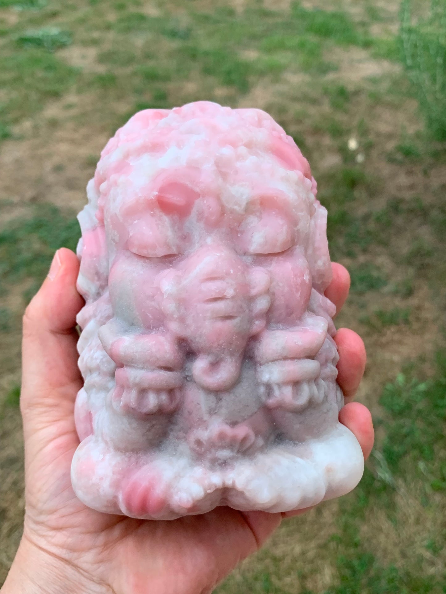 Statue de Ganesh en opale rose