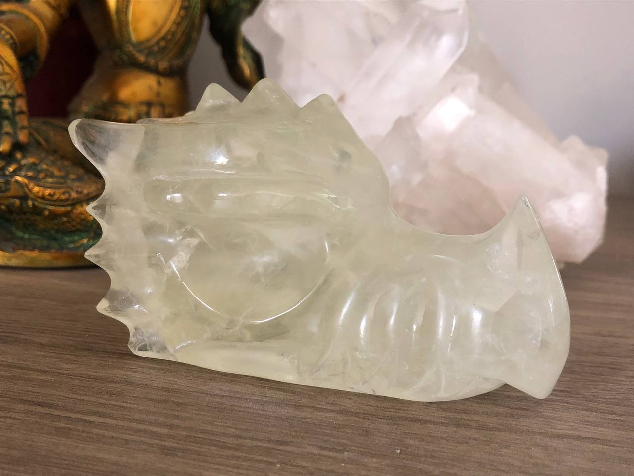Crâne de dragon en citrine naturelle