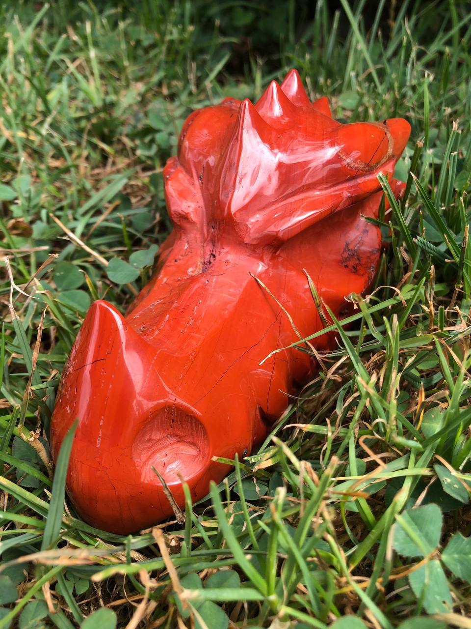 Crâne de dragon en jaspe rouge