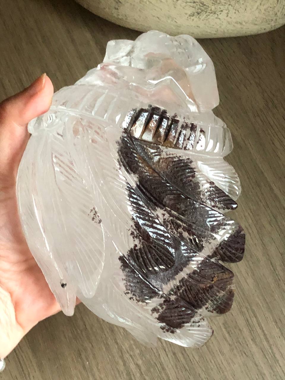 Crâne de cristal en Lodolite ou quartz chaman