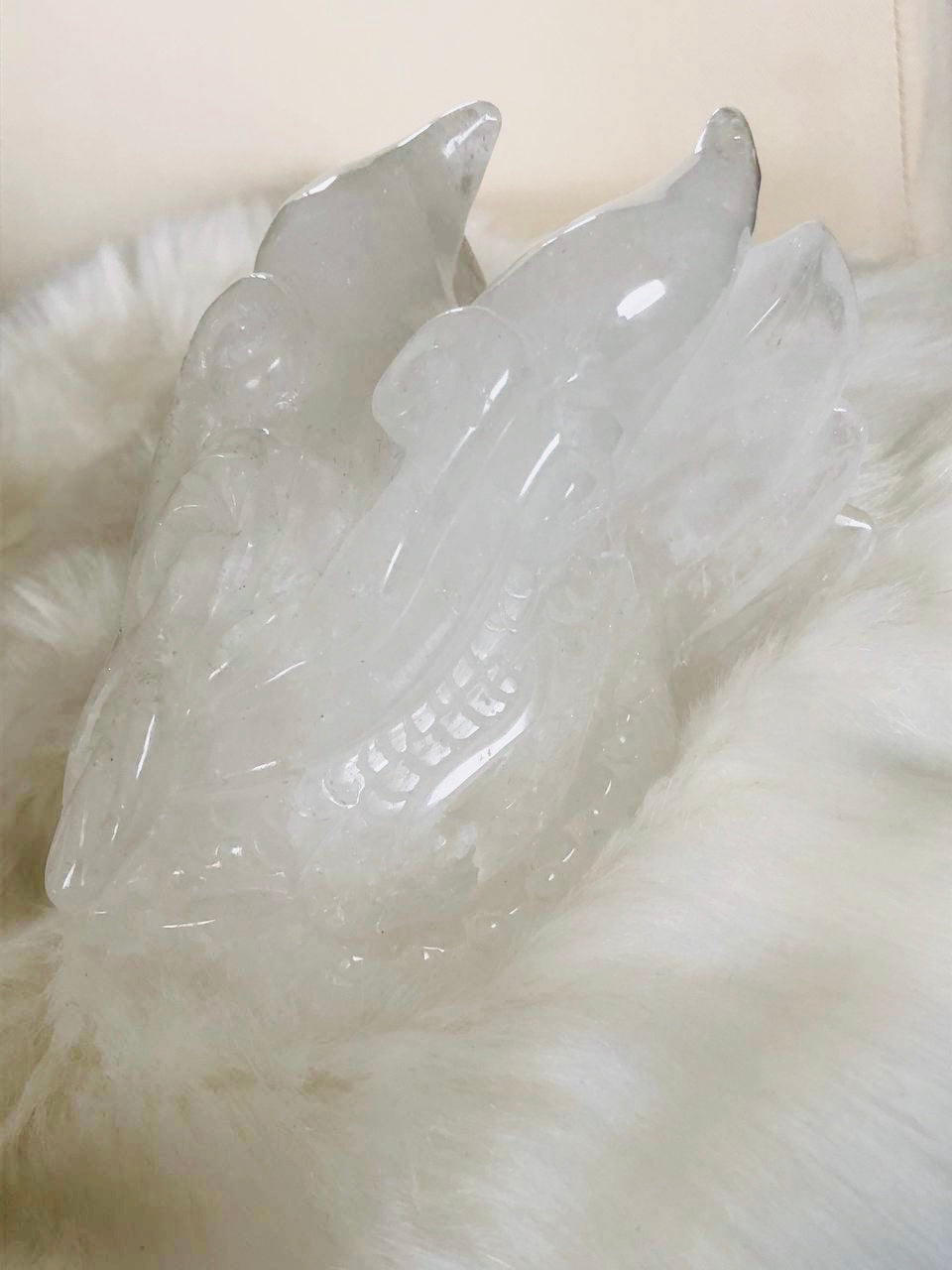 Crâne de cristal de dragon en cristal de roche