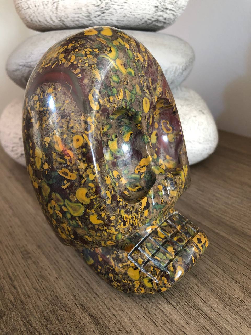 Crâne de cristal mongol en Jaspe fruit