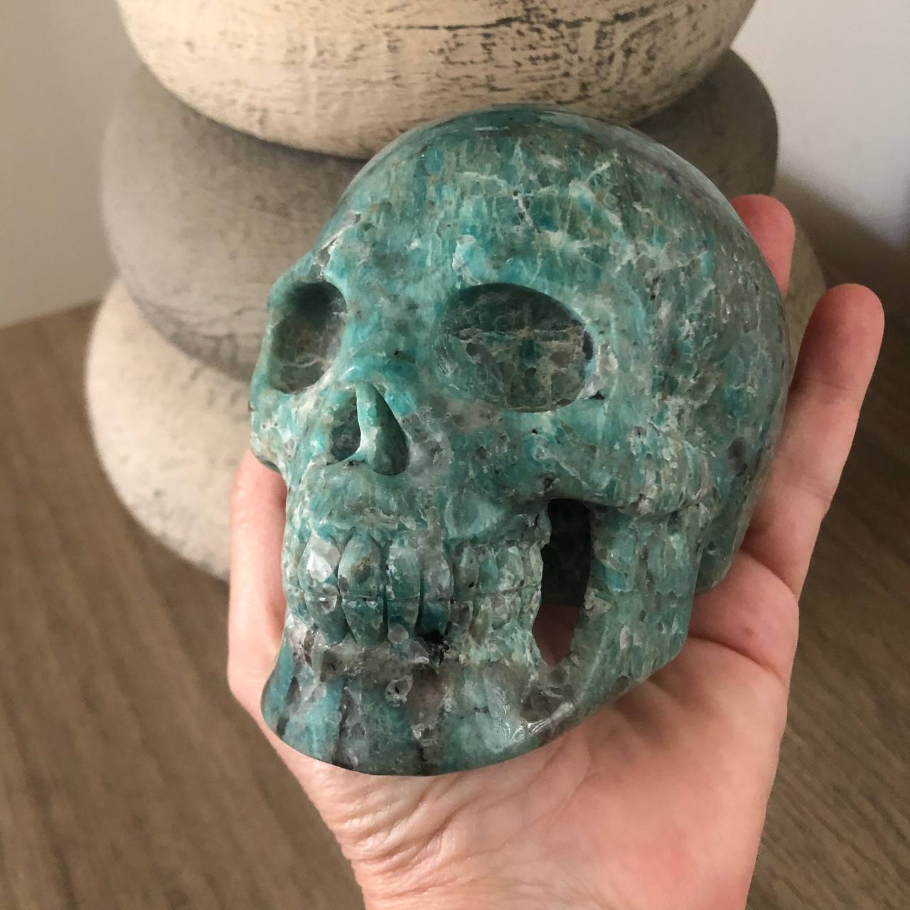 Crâne de cristal en amazonite