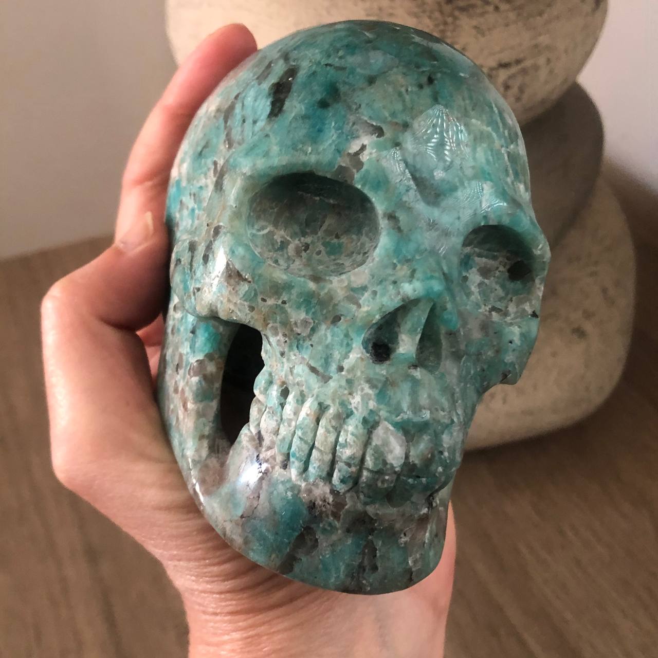 Crâne de cristal en amazonite