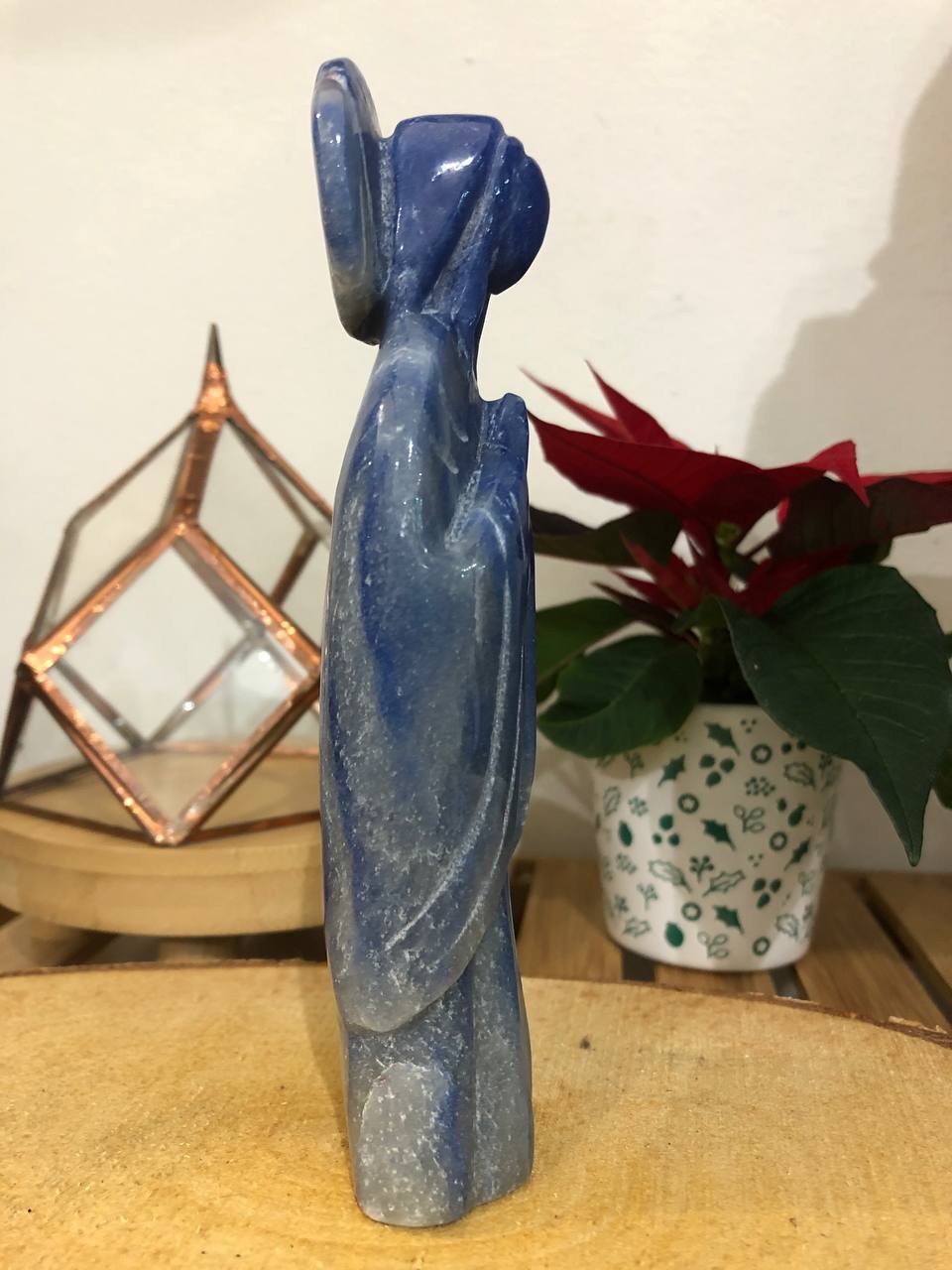 Statue de Marie en aventurine bleue
