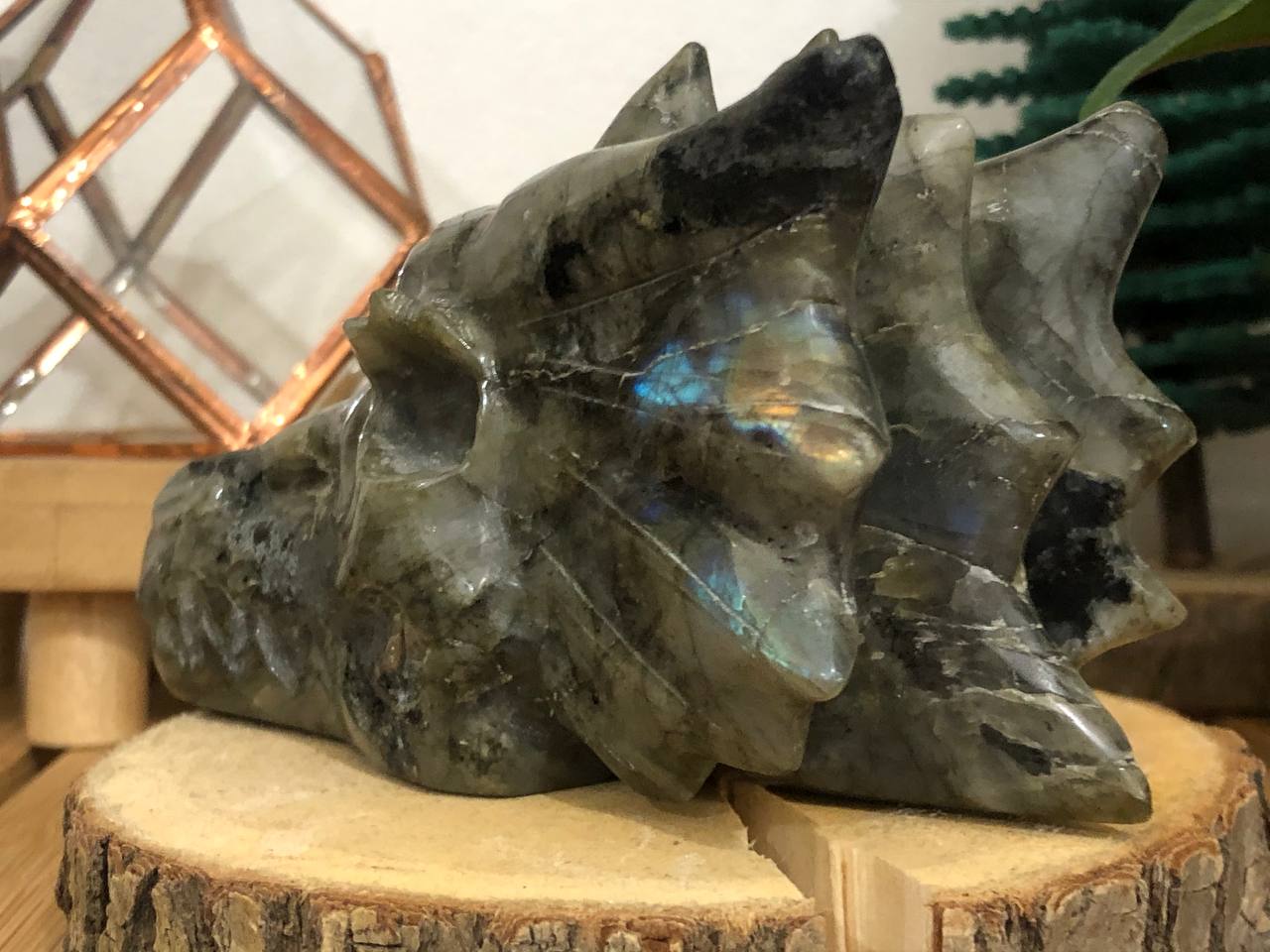 Crâne de dragon cristal en labradorite