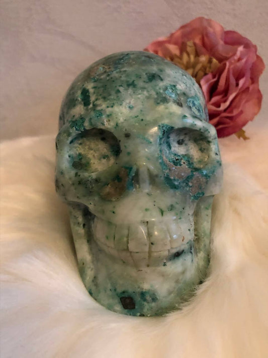 Crâne de cristal en pierre du phœnix
