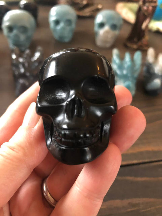 Crâne de cristal en obsidienne noire (n°1)