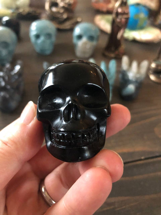 Crâne de cristal en obsidienne noire (n°3)
