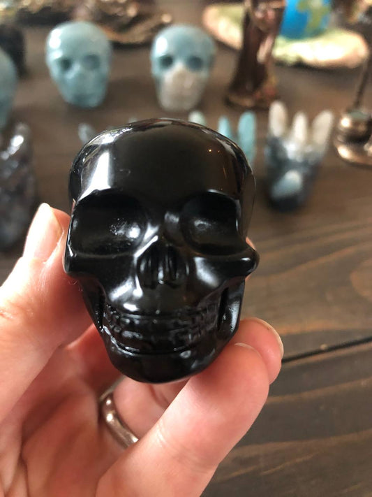 Crâne de cristal en obsidienne noire (n°4)