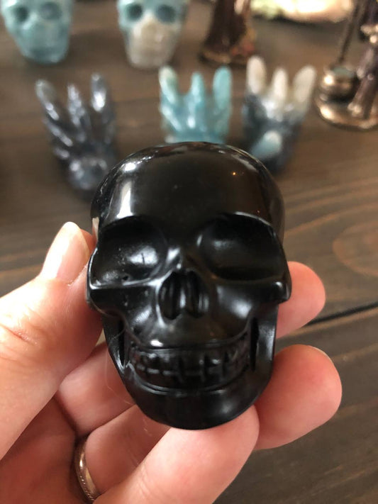 Crâne de cristal en obsidienne noire (n°5)