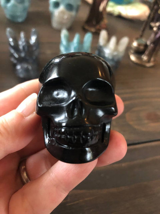 Crâne de cristal en obsidienne noire (n°6)