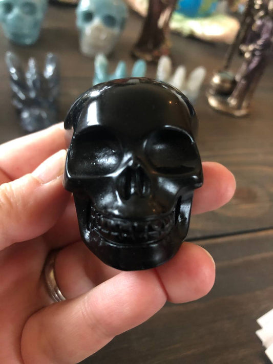 Crâne de cristal en obsidienne noire (n°7)