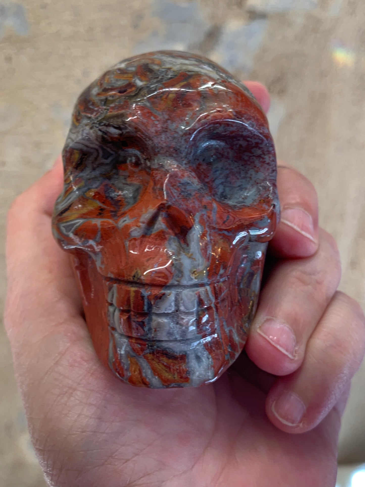 Crâne agate rouge