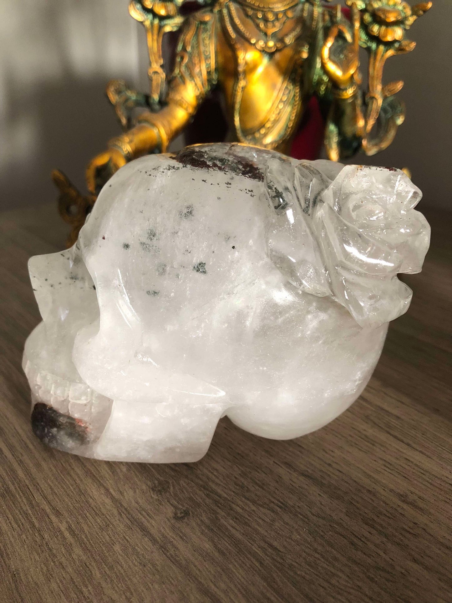 Crâne quartz chaman et rose sacrée 🌹