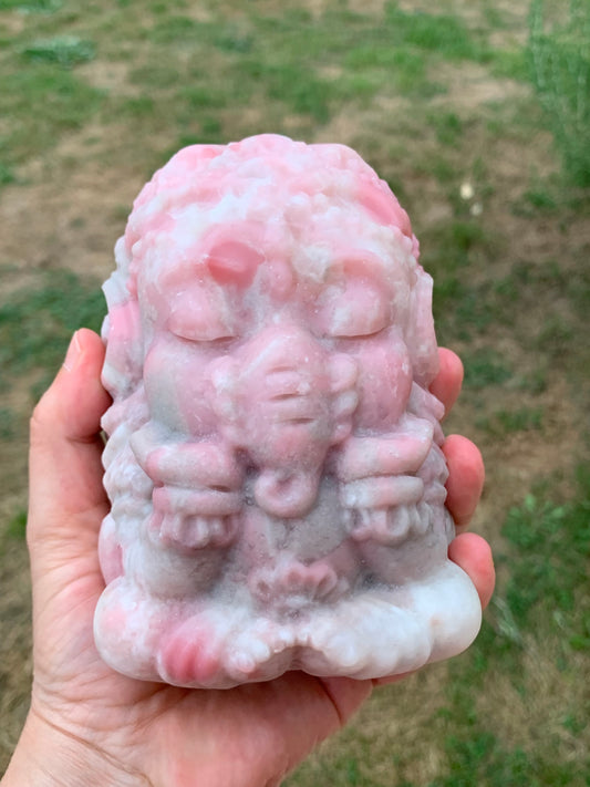 Statue de Ganesh en opale rose