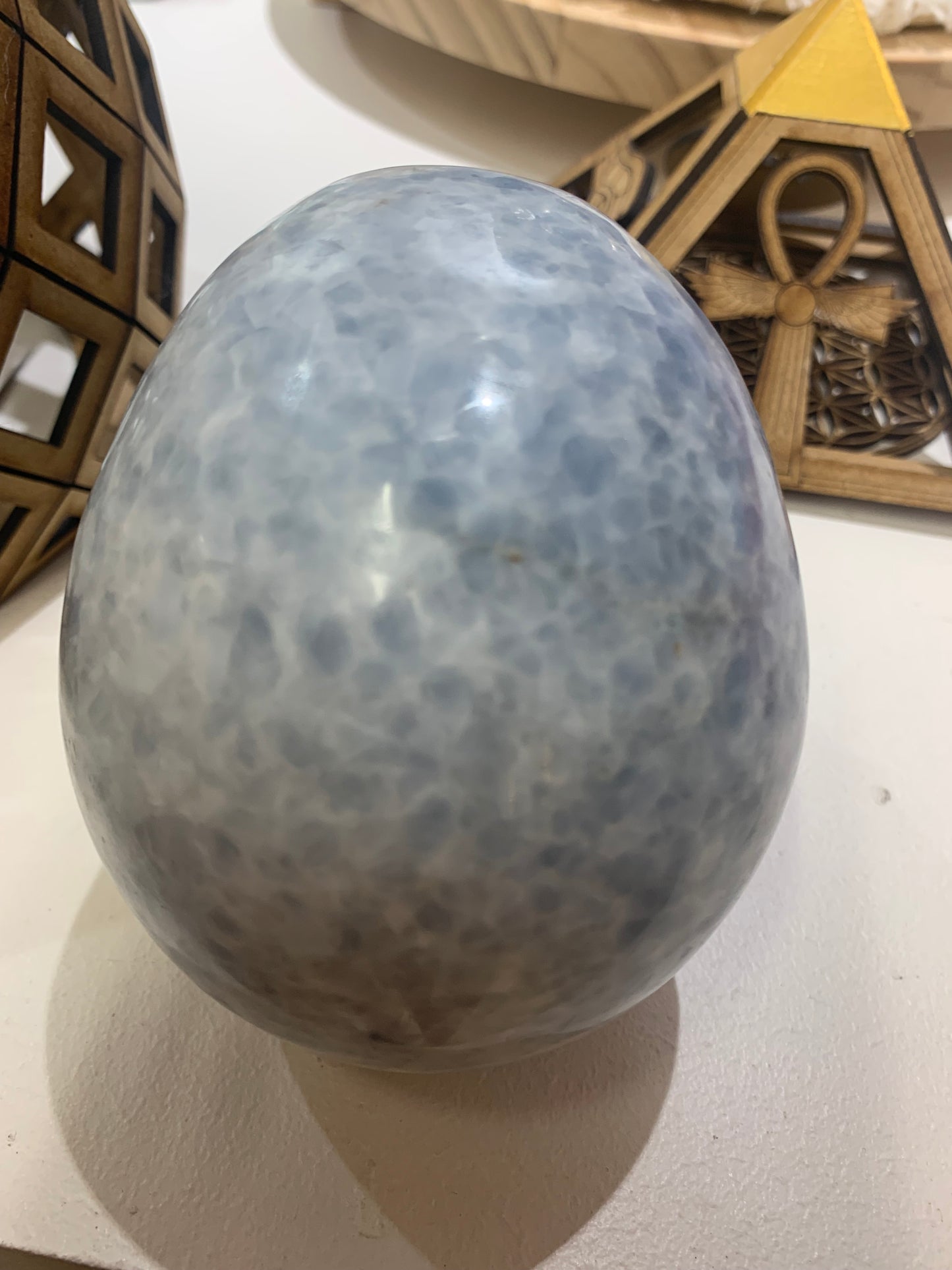 Crane de cristal en calcite bleue