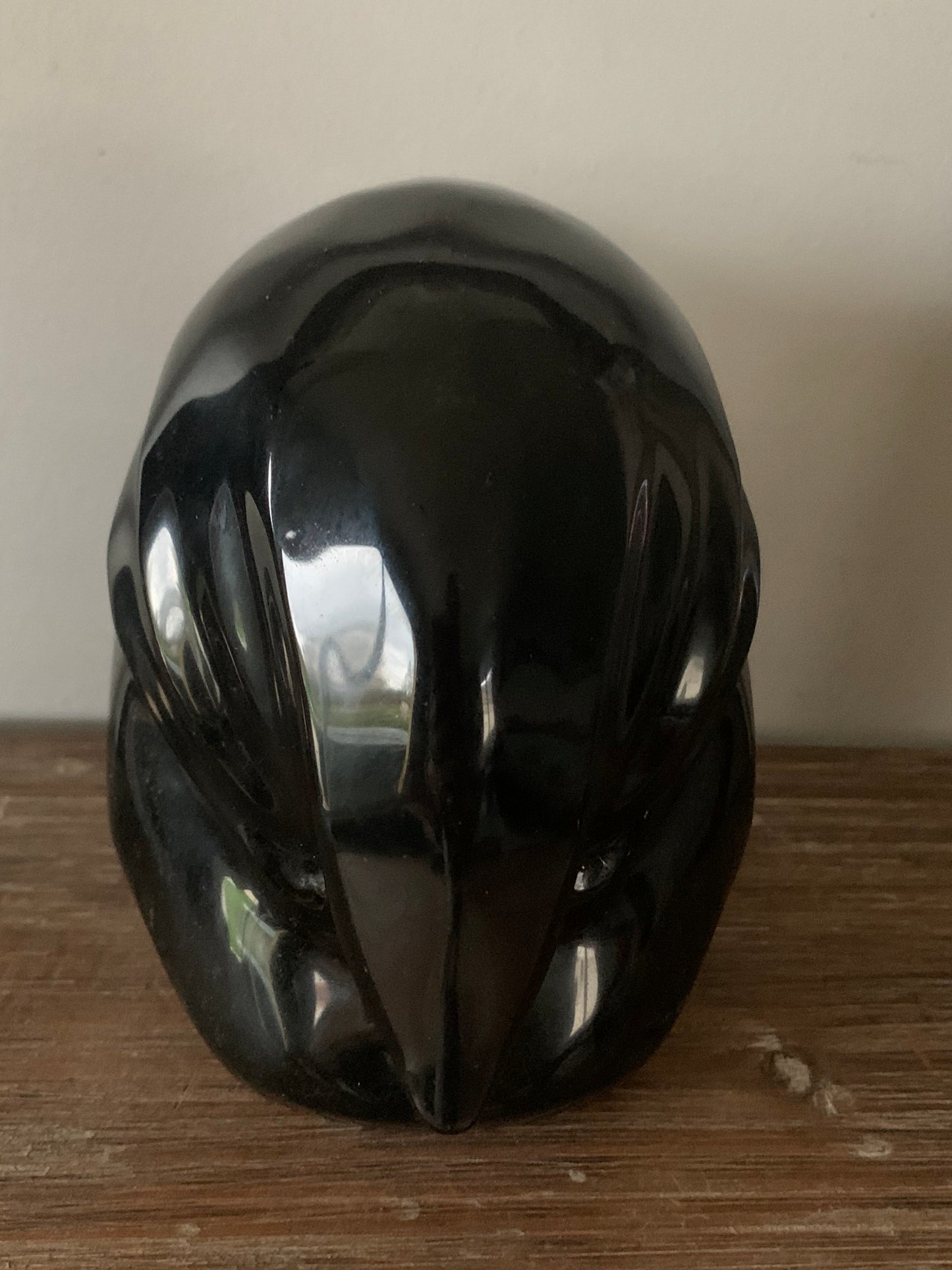 Crane de cristal stellaire en obsidienne noire et oeil de tigre