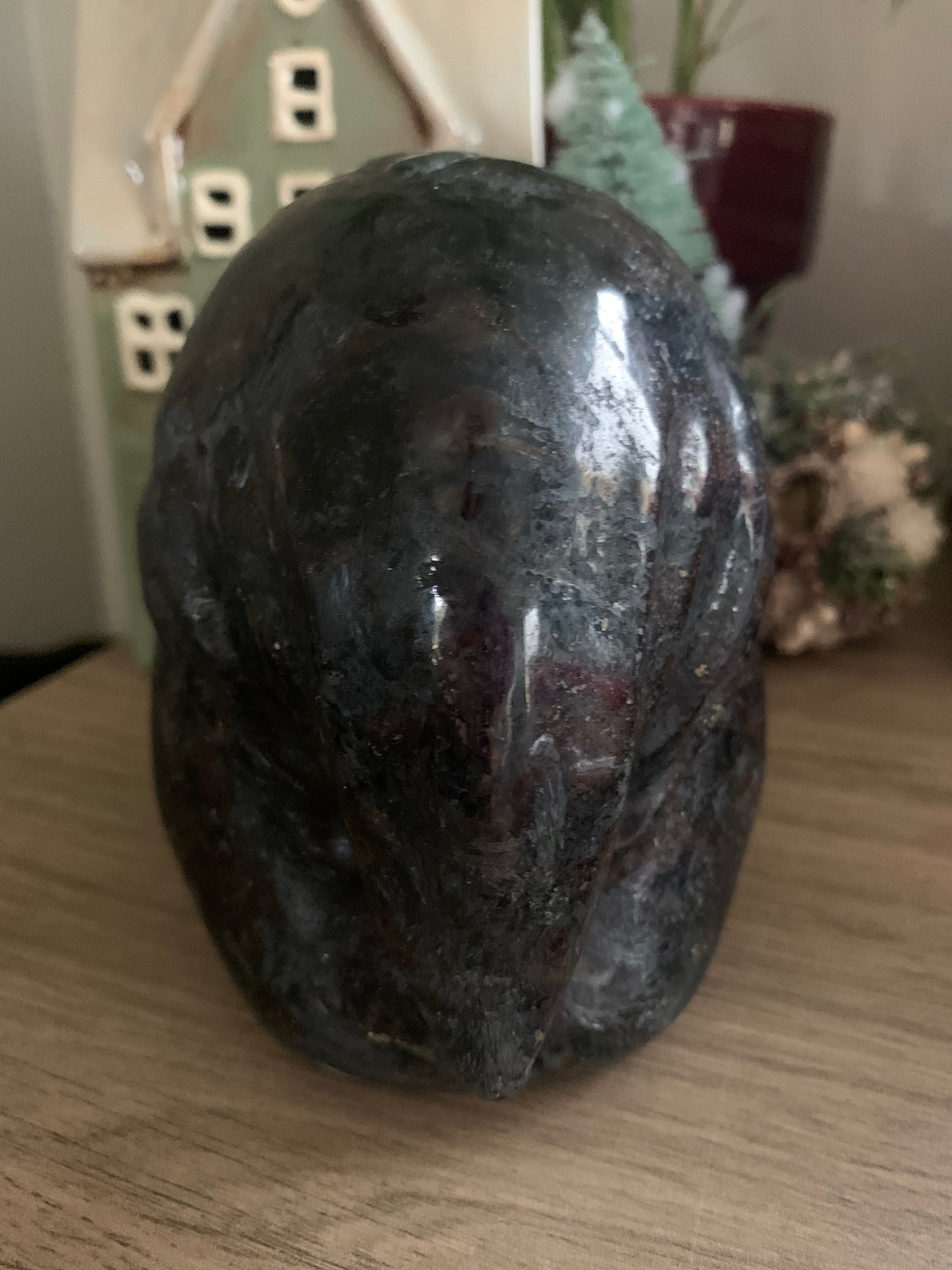 Crâne de cristal en hypersthène et Oeil de tigre