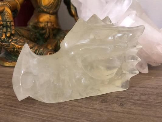 Crâne de dragon en citrine naturelle