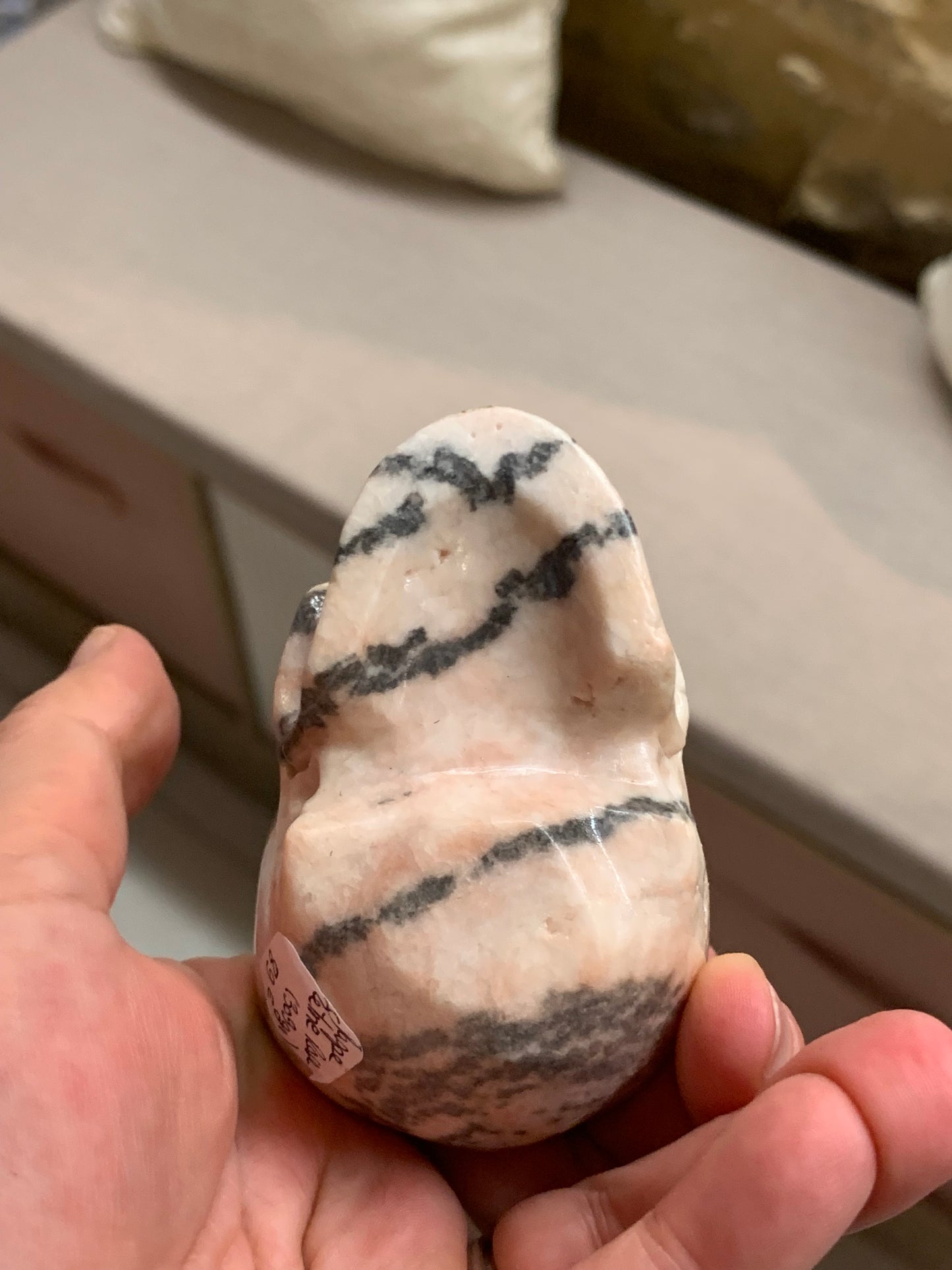 Crâne de cristal en jaspe zèbre rose