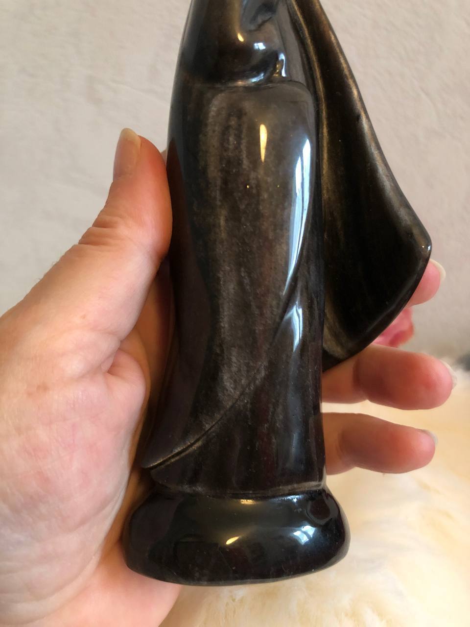 Statue de La Vierge Noire en obsidienne argentée n°2