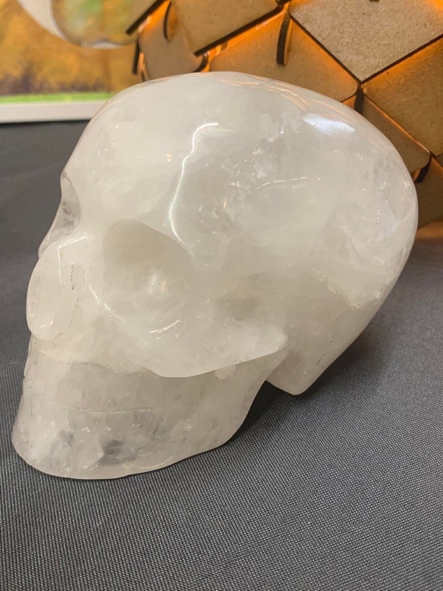 Crâne de cristal en quartz laiteux