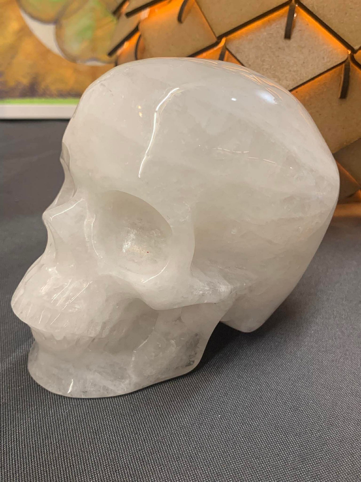Crâne de cristal en quartz laiteux