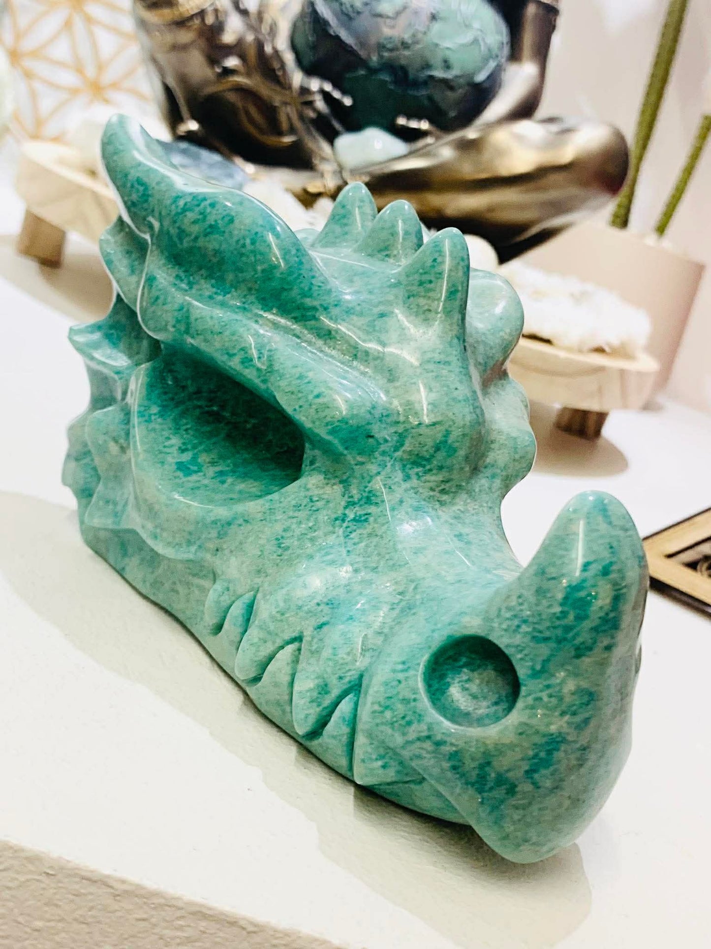 Crâne de dragon en amazonite