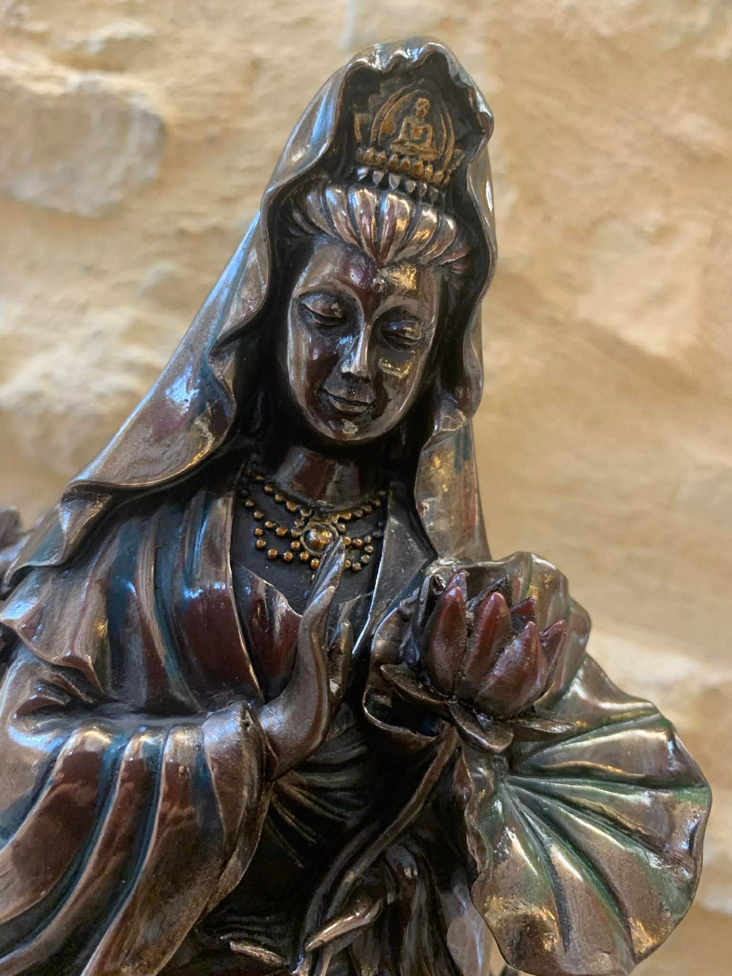 Statue déesse Kuan Yin avec dragon 🐉