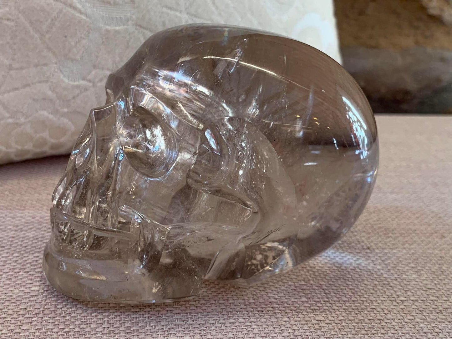 Crâne de cristal en quartz fumé