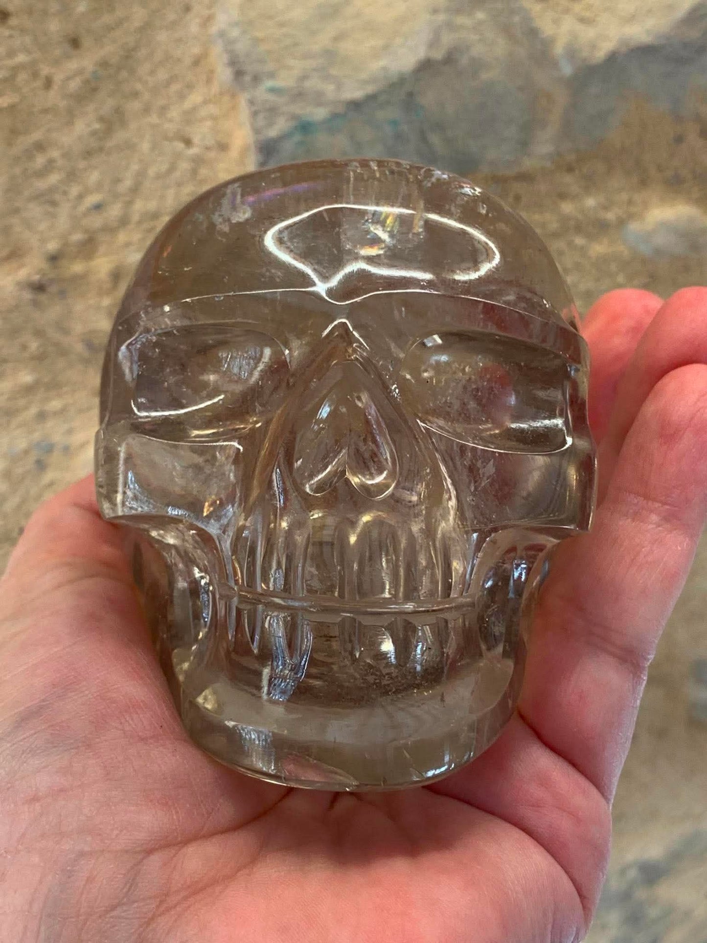 Crâne de cristal en quartz fumé