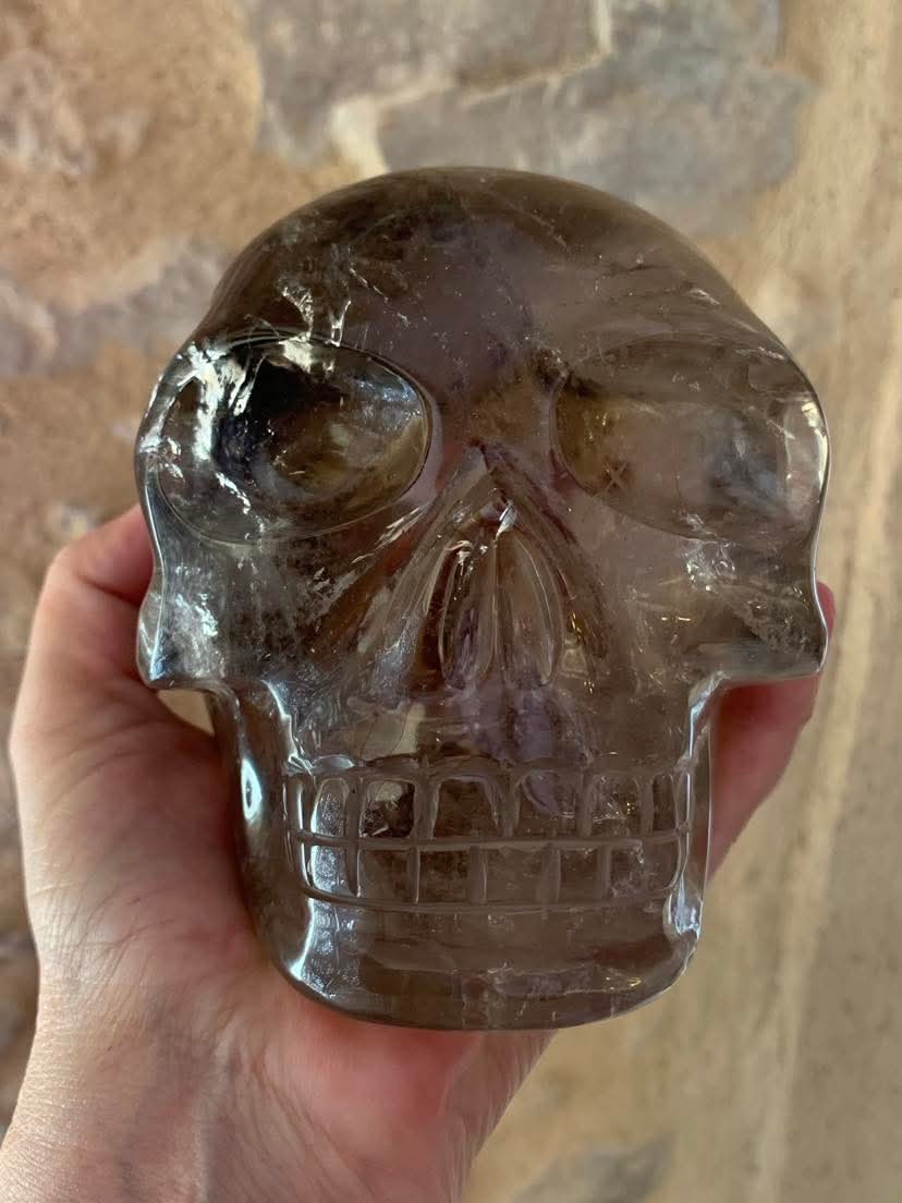 Crâne de cristal en quart fumé