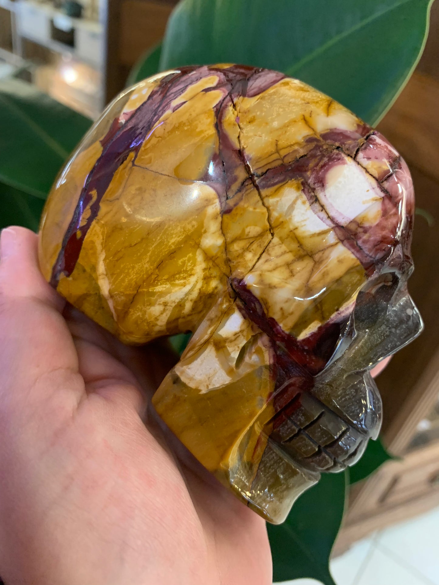 Crane de cristal en mookaite avec son cœur + encens