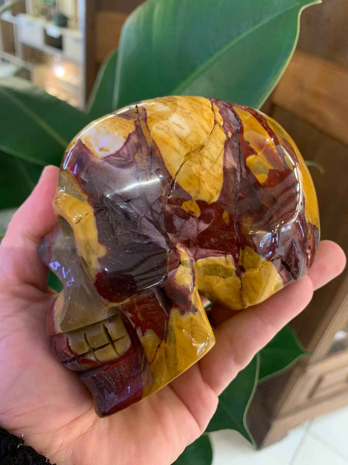 Crane de cristal en mookaite avec son cœur + encens
