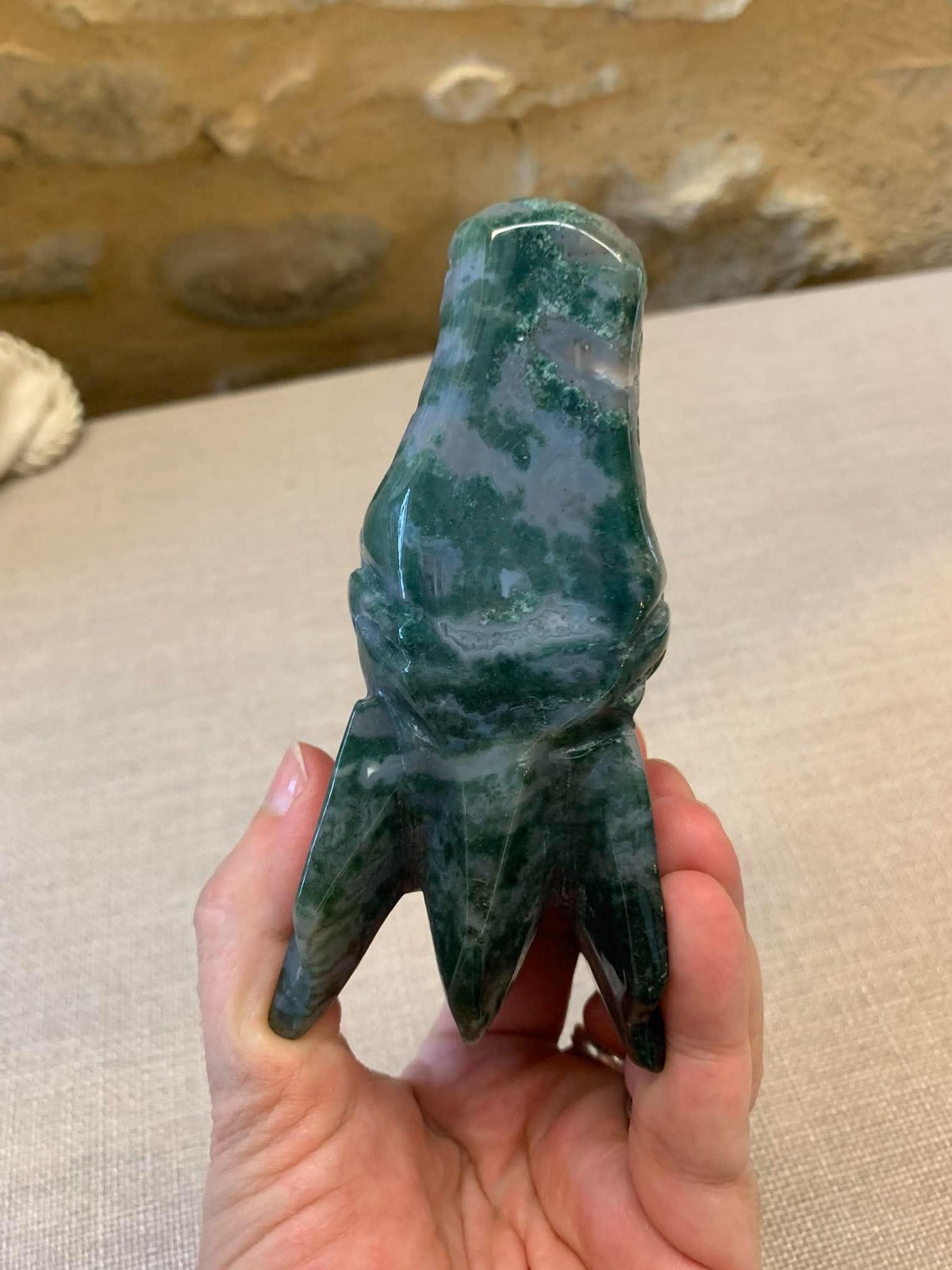 Crâne de dragon en agate mousse