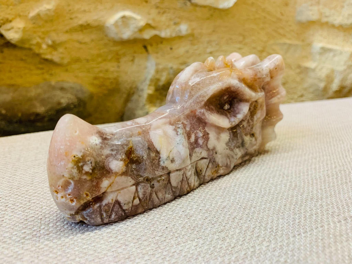 Crâne de dragon en agate fleur