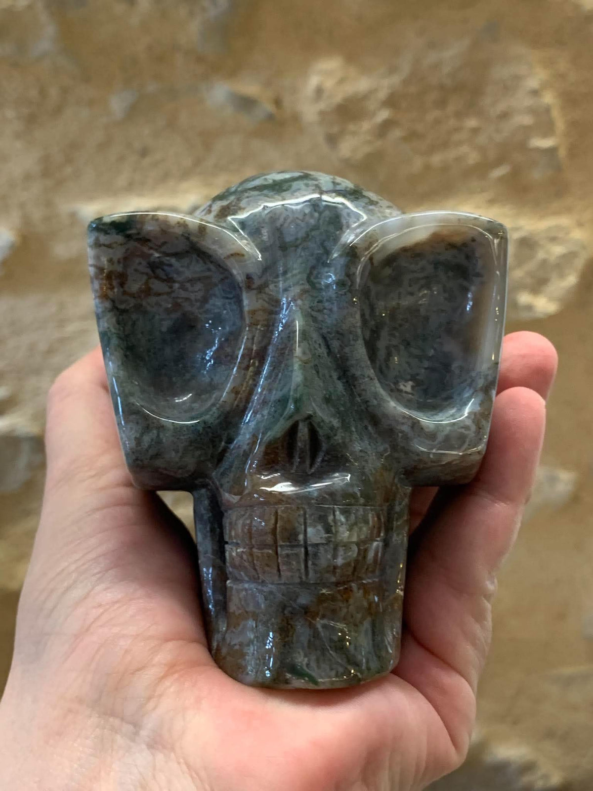 Crâne galactique en jaspe océan