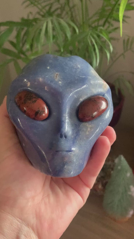 Crâne galactique aventurine bleue